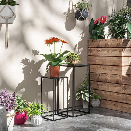 Outsunny Plant Holder Ανθοστήλες Μαύρες 2τμχ