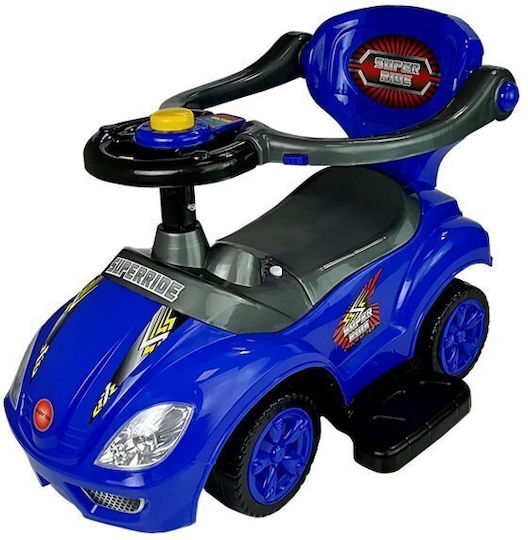 Lean Toys Mașină Ride On Cu Mâner Pentru Părinți Pentru 12+ Luni Albastră