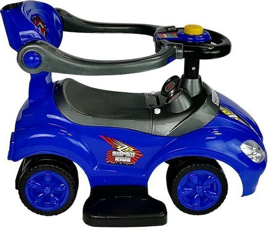 Lean Toys Mașină Ride On Cu Mâner Pentru Părinți Pentru 12+ Luni Albastră