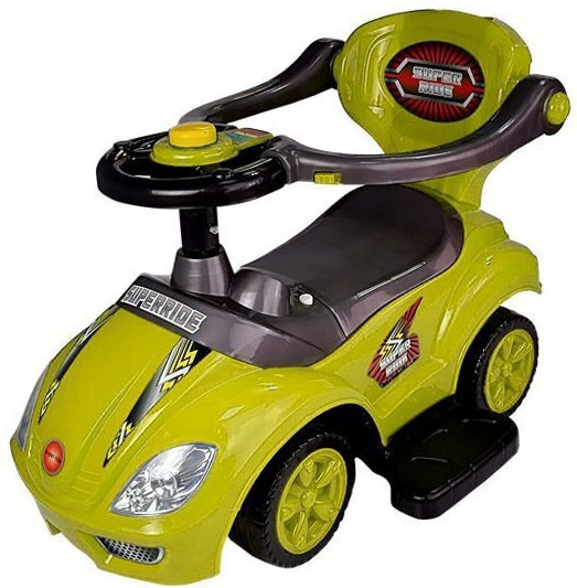 Lean Toys Mega Car Baby Push Walker Ride On with Parental Handle for 12+ Months Yellow