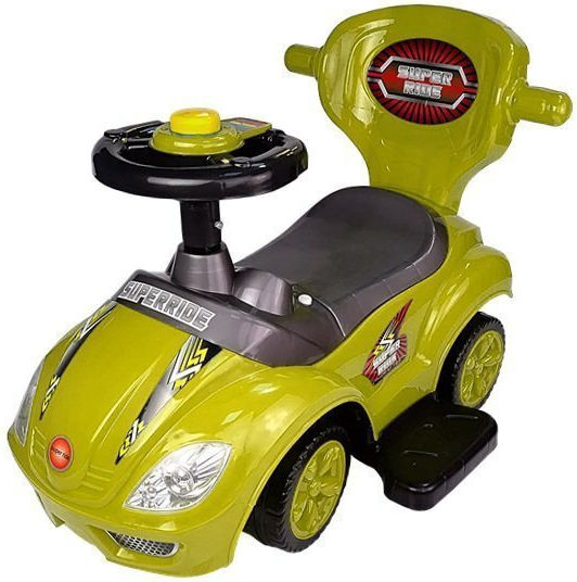 Lean Toys Mega Car Baby Push Walker Ride On with Parental Handle for 12+ Months Yellow