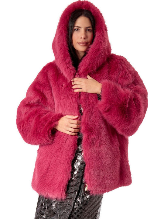 Women's Short Fur Fuchsia