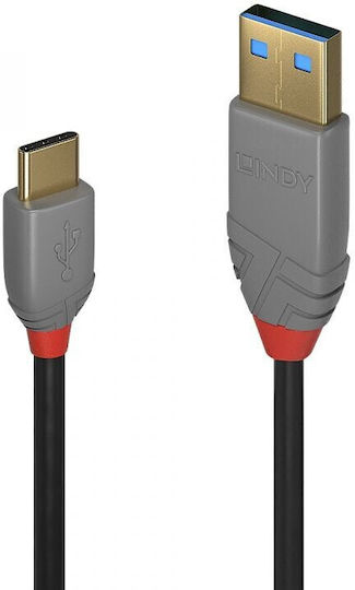 Lindy Anthra Line USB 2.0 Cable USB-C male - USB-A Μαύρο 3m 36888
