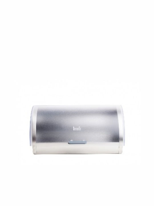 Inox Bread Box with Lid Transparent 39.5x28x18.5cm