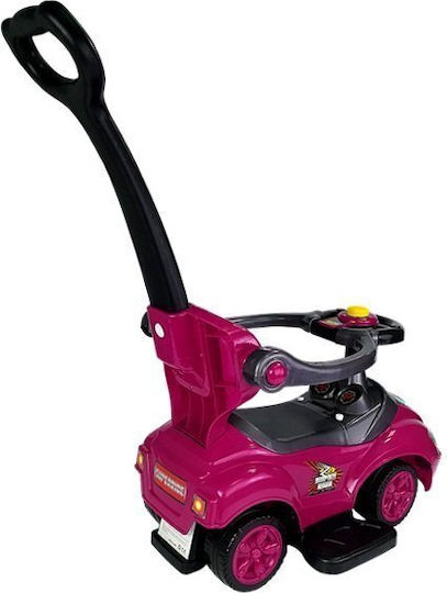 Lean Toys Мега Количка Езда На С Ръкохватка За Родител За 12+ Месеца Розова