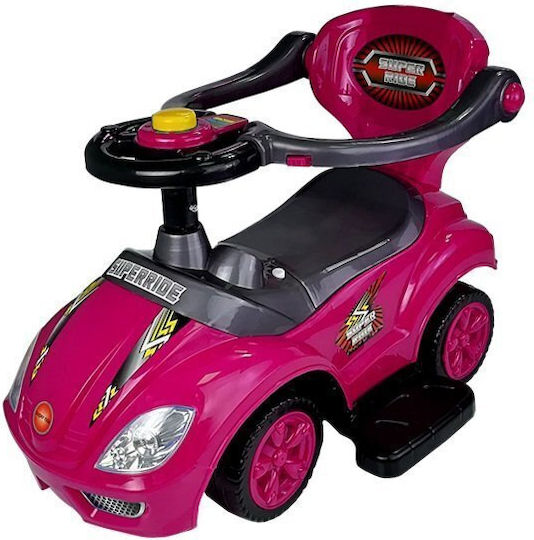 Lean Toys Мега Количка Езда На С Ръкохватка За Родител За 12+ Месеца Розова