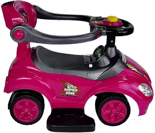 Lean Toys Мега Количка Езда На С Ръкохватка За Родител За 12+ Месеца Розова