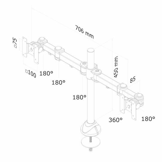 Neomounts FPMA-D960DG Desktop Stand for 2 Monitors up to 27" with Arm