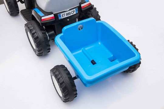 Tractor Pentru Copii De La Picior La Podea Cu Remorcă Și Pedale Albastru