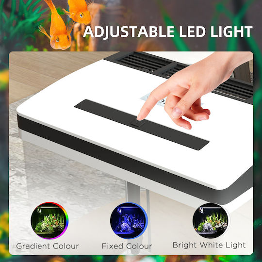 Pawhut Fish Aquarium Capacity 13L with Lighting 61x20x30.5cm White