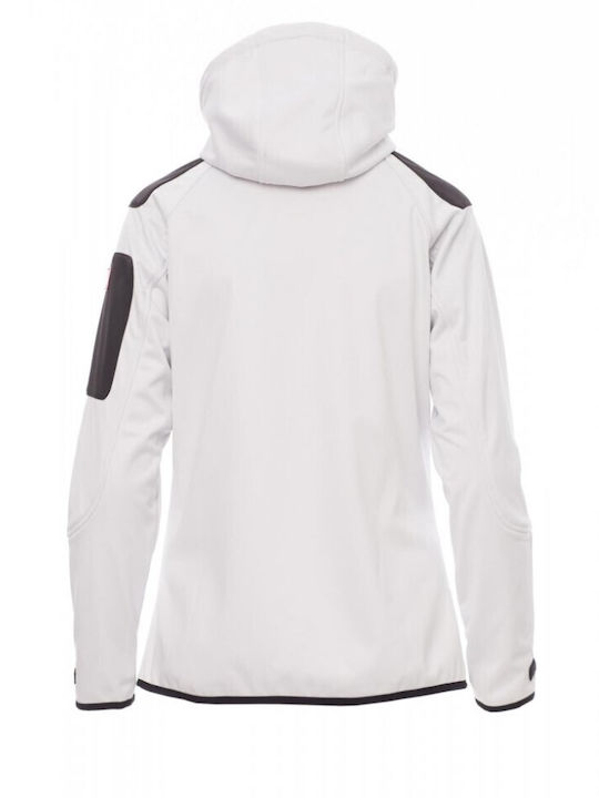 Payper Extreme Lady Arbeitsjacke Softshell mit Fütterung Fleece und mit Kapuze Weiß