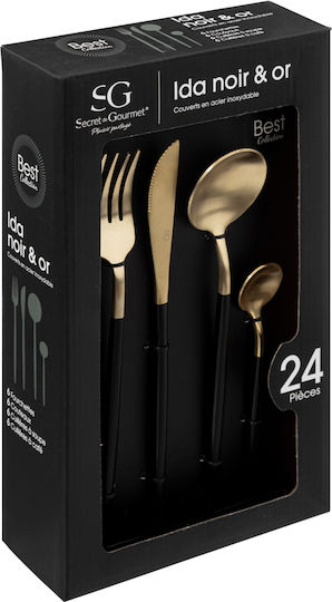 Atmosphera Ida Stainless Steel Gold Cutlery Set 24 Pieces