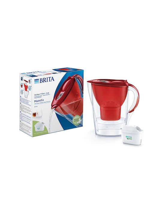 Brita Marella Cool Krug Kunststoff Red mit 1 Ersatzfilter Maxtra Pro 2400ml 1Stück