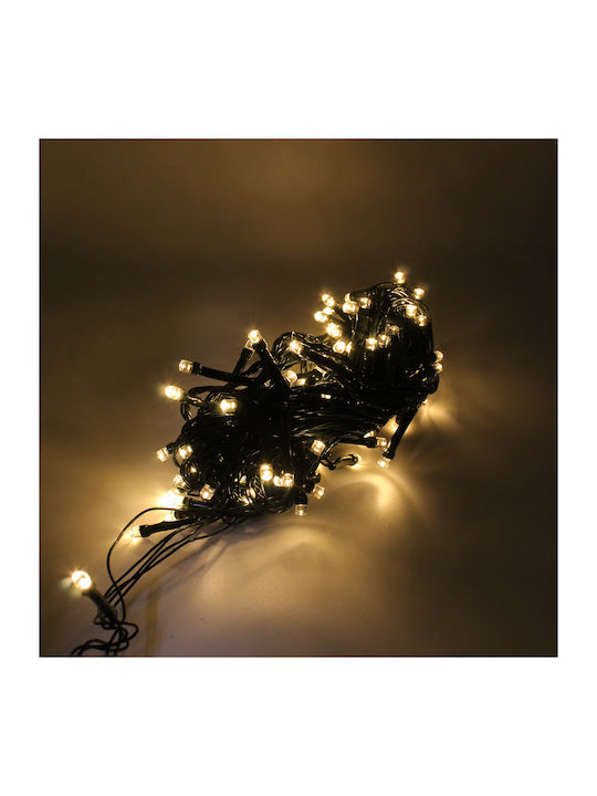 100 Smd Christmas Lights LED 0.12m. x 7cm Warm White in String with Green Cable