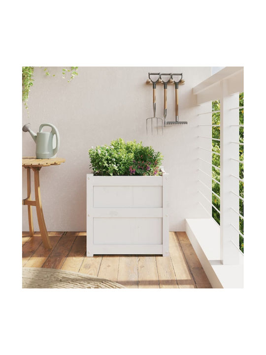 vidaXL Lemn masiv Planter Box Lemn Alb 50x50x50cm.