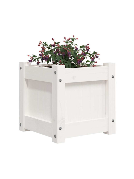 vidaXL Solid Wood Set 2 Planters Wooden White