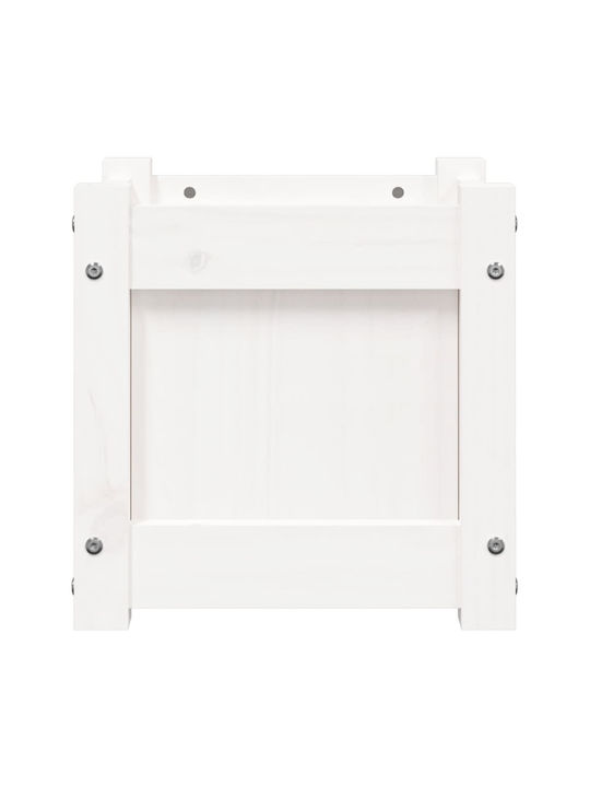 vidaXL Solid Wood Set 2 Planters Wooden White