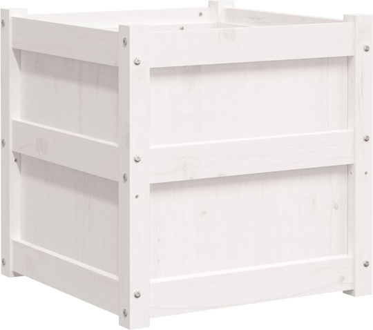 vidaXL Solid Wood Planter Box Wooden White 50x50x50cm.