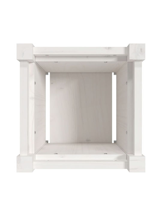 vidaXL Solid Wood Set 2 Planters Wooden White