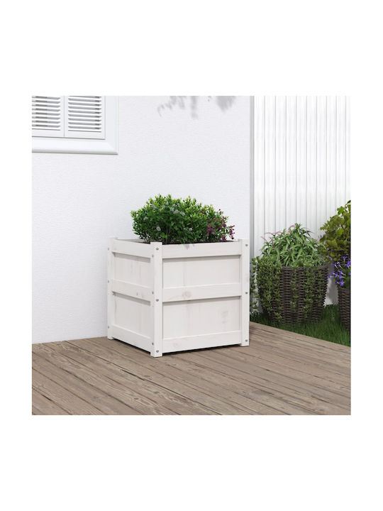 vidaXL Lemn masiv Planter Box Lemn Alb 50x50x50cm.