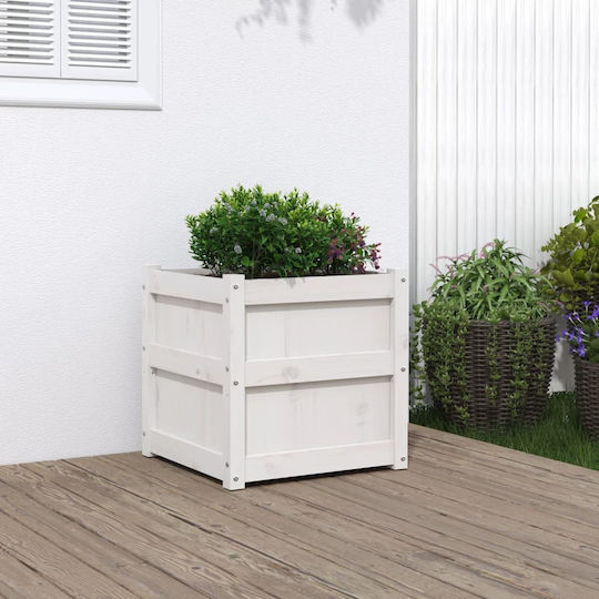vidaXL Solid Wood Planter Box Wooden White 50x50x50cm.