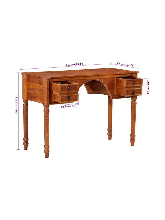 Schreibtisch aus Massivholz Beige 110x50x76cm