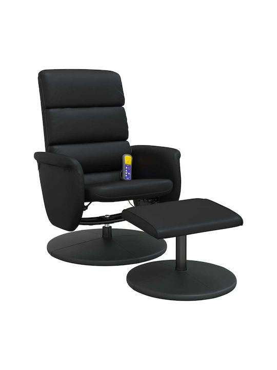 Relax Armchair Massage Swivel with Footstool made of Leatherette Black 49x31x36.5cm