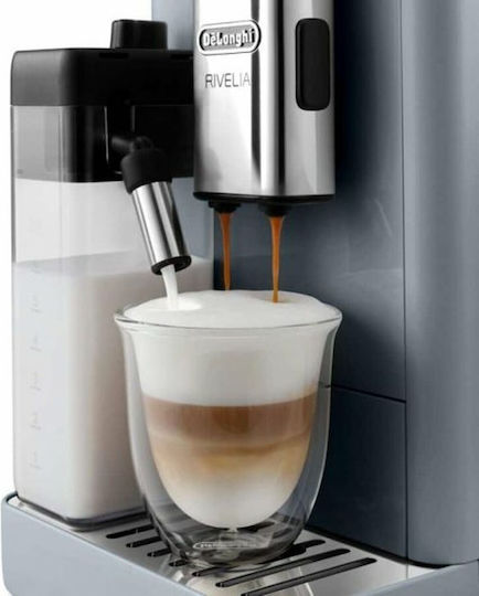 De'Longhi Rivelia Αυτόματη Μηχανή Espresso 1450W Πίεσης 19bar για Cappuccino με Μύλο Άλεσης Γκρι EXAM440.55.G
