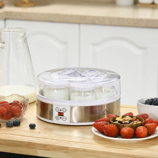 HomCom Γιαουρτομηχανή 1.5lt Λευκή 20W