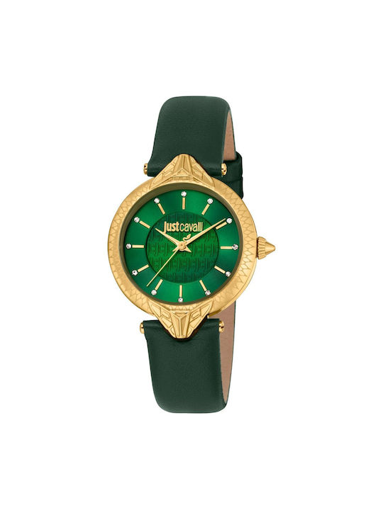 Just Cavalli Animalier Watch with Green / Green Leather Strap