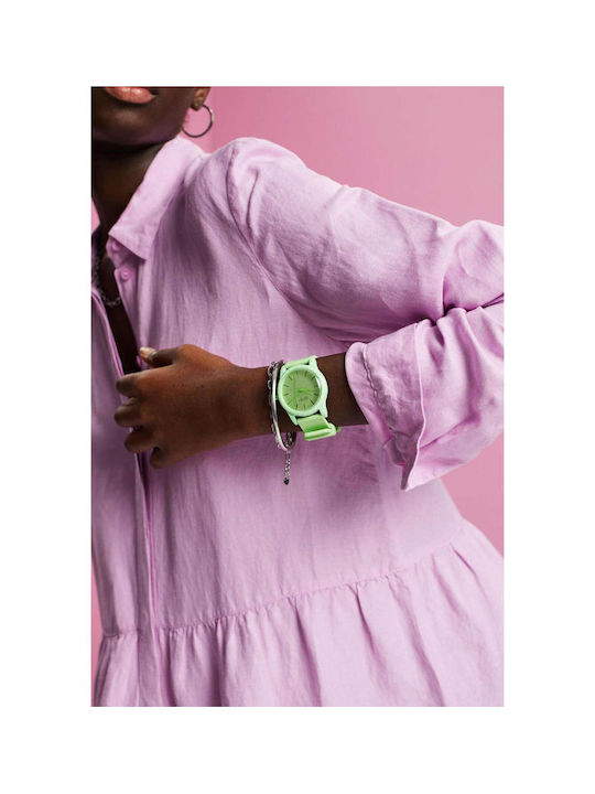 Esprit Joy Uhr mit Grün Kautschukarmband