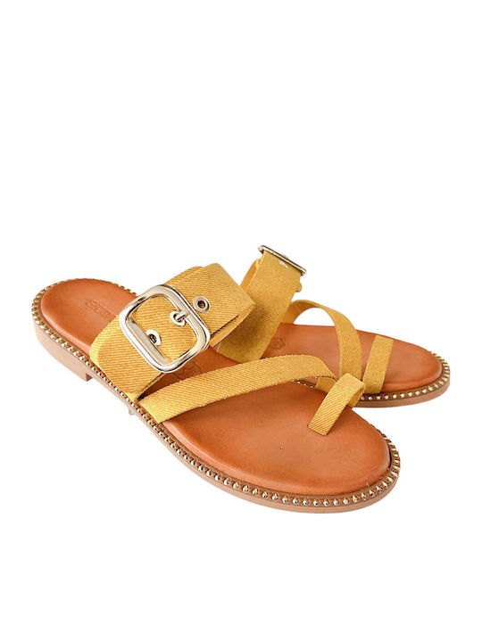 Sandale Casual Damă din Piele Galbene