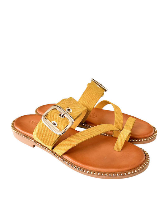 Sandale Casual Damă din Piele Galbene