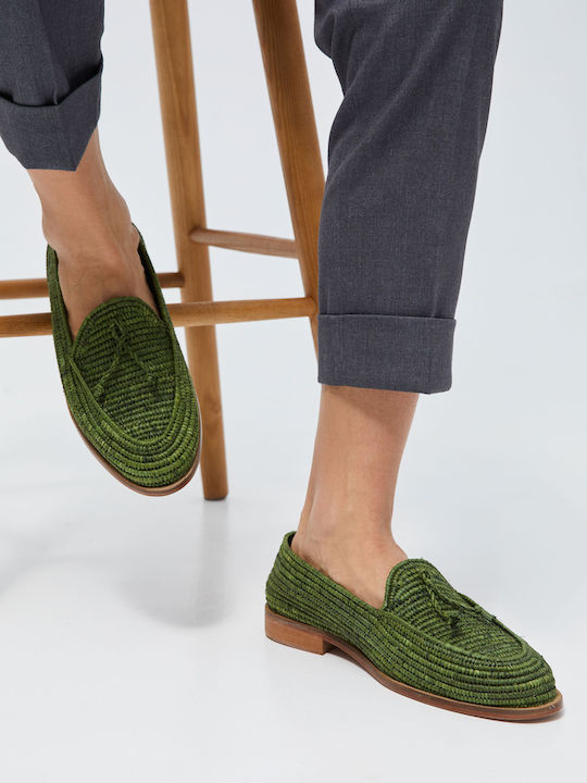 Aristoteli Bitsiani Δερμάτινα Ανδρικά Loafers σε Πράσινο Χρώμα