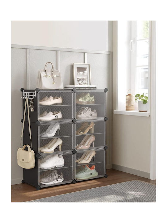 Plastic Shoe Organizer with 6 Shelves Gray 80x30x94cm