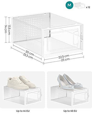 Songmics Plastic Storage Box for Shoes 12 Pieces
