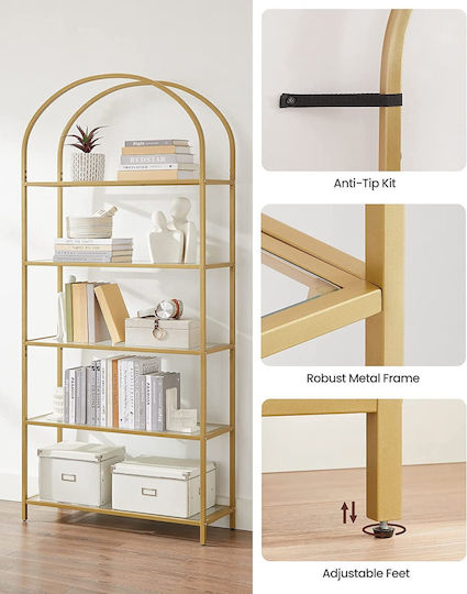 Vasagle Bibliothek Leobert Goldene Farbe 81.28x30.48x182.88cm