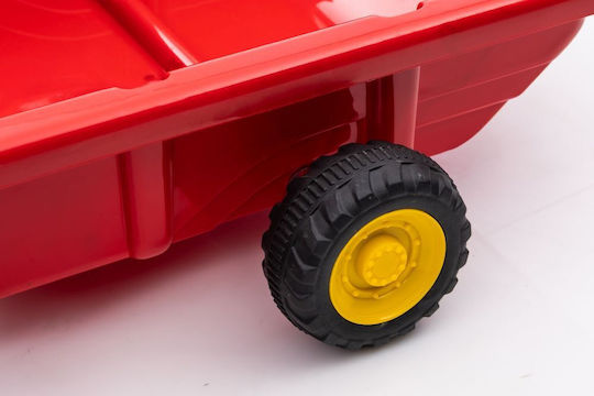 Tractor pentru copii De la picior la podea cu caruta si pedala Roșu