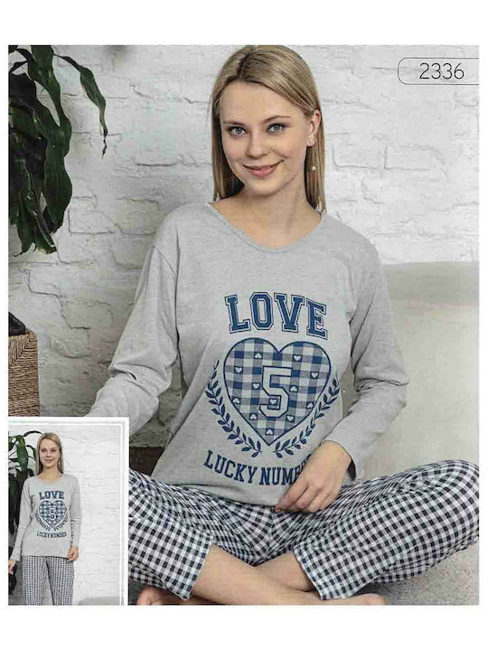 Kare Design Winter Women's Pyjama Set Cotton Gray 2336-622