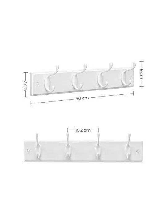 Songmics Metal Wall Hanger 8 Hooks White 40x7x9cm