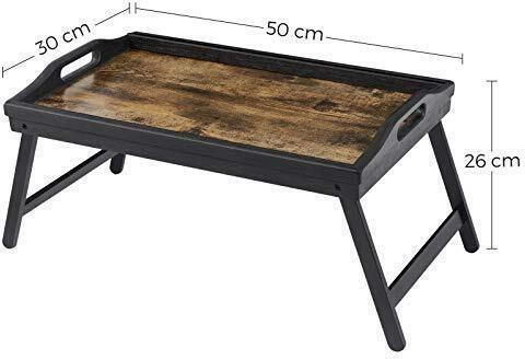Songmics Bamboo Rectangular Bed Tray made of Bamboo with Handles in Brown Color 50x30x26cm LLD106B01 1pcs