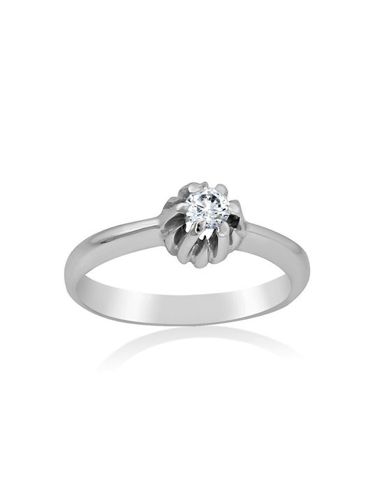 Antwnakakis Single Stone from White Gold 14K