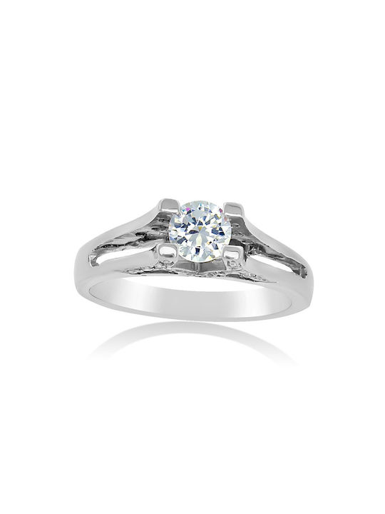 Antwnakakis Single Stone from White Gold 14K