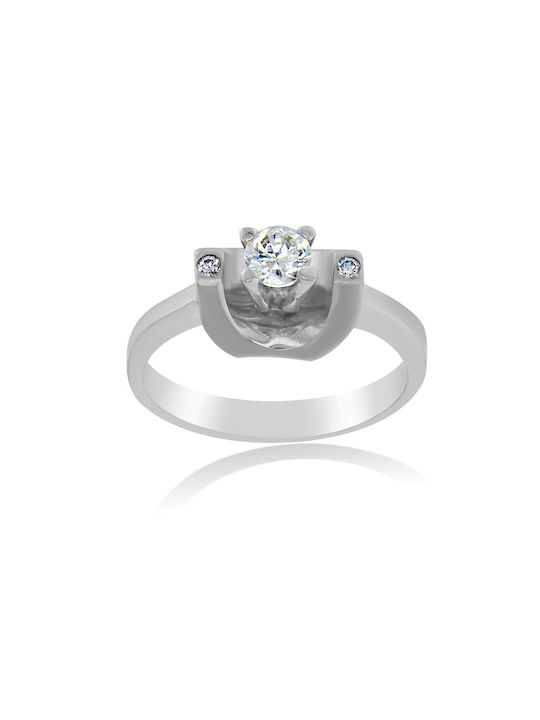 Antwnakakis Single Stone from White Gold 14K