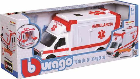 Bburago Mașinuță Albă - Roșie 1:43 Ambulanță pentru 3+ Ani