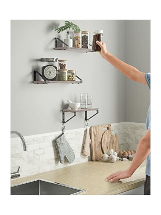 Gray Black Wall Shelves (3 Pieces) 40x12x11cm