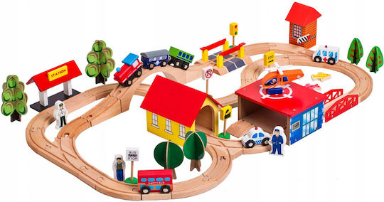 Lean Toys Сет с влакчета от дърво за 3++ години
