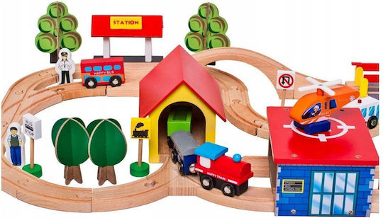 Lean Toys Сет с влакчета от дърво за 3++ години