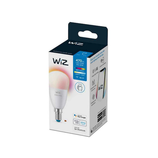 WiZ Смарт крушка LED 4.9W за фасунга E14 и форма P45 RGB 470лм
