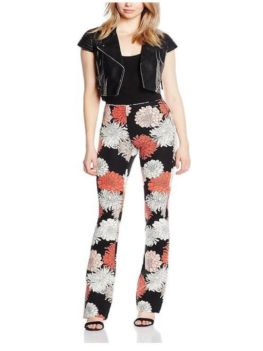 Guess Women's Fabric Trousers in Slim Fit Floral Black